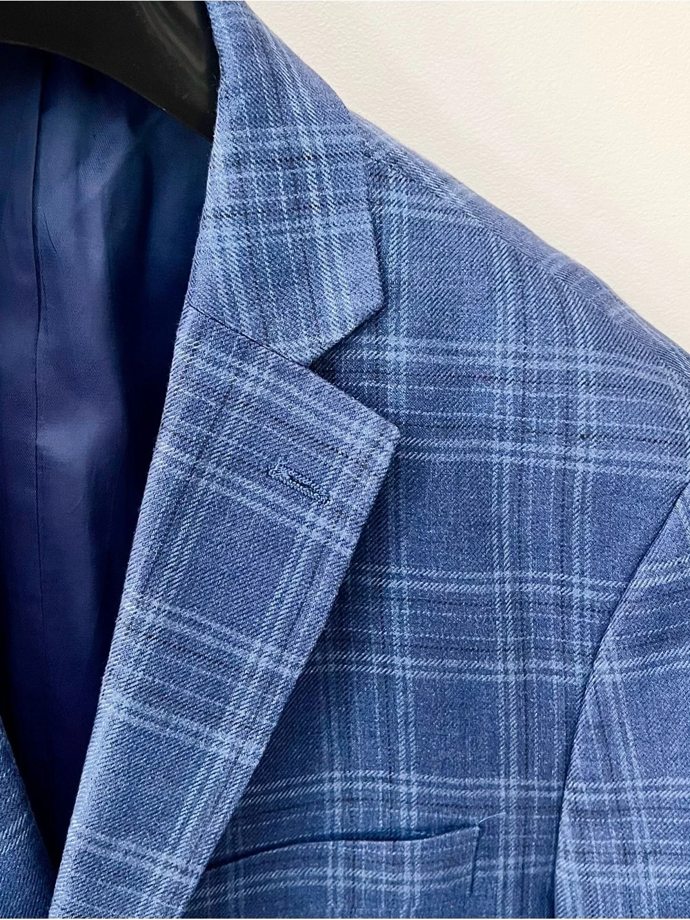 Linen, Ralph Lauren Blue Windowpane Plaid Blazer